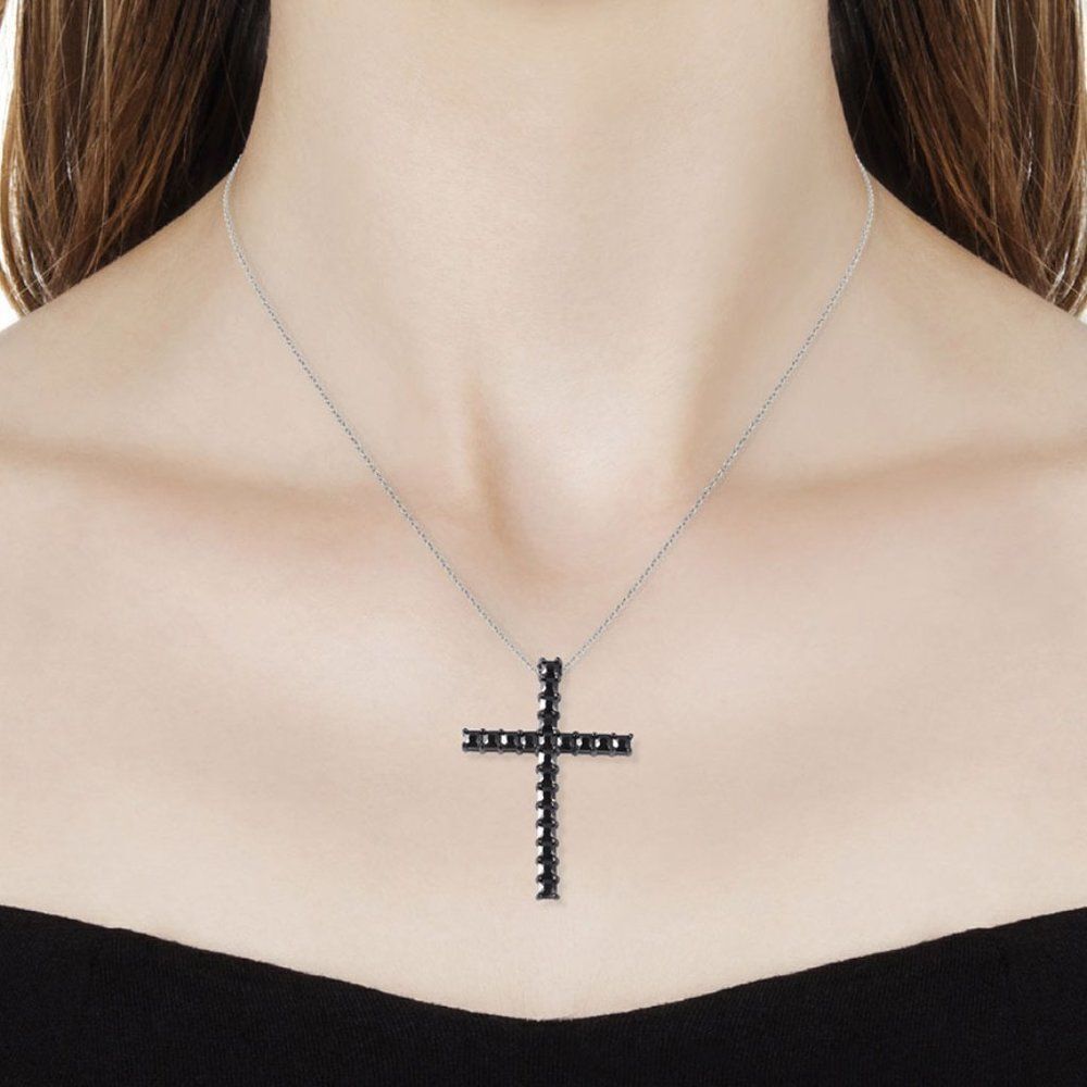 Spinel Cross Pendant Necklace 20 Inch - Picture 2 of 4